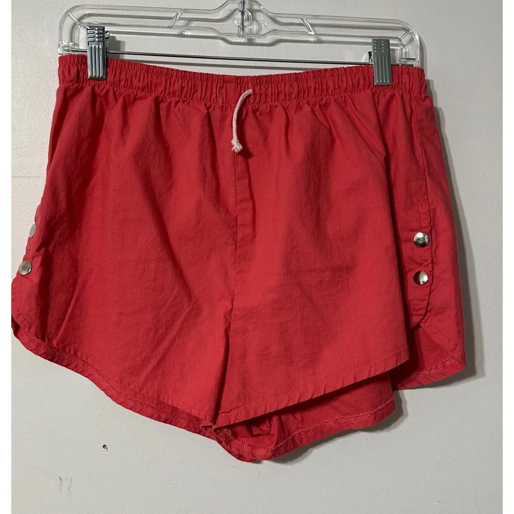 Straits Shorts Women Red Cotton Vintage Side Snap Dolphin Hem Fiji Retro